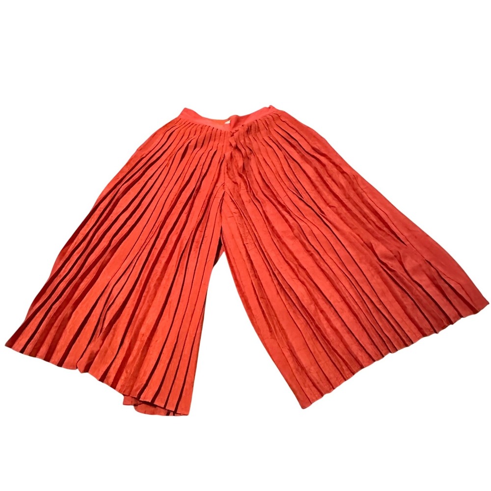 VINCE Pleated Wide Leg Culotte Pants‎ Orange Size 0 Polyester